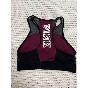 Pink Victoria’s Secret maroon and white sports bra women’s size small